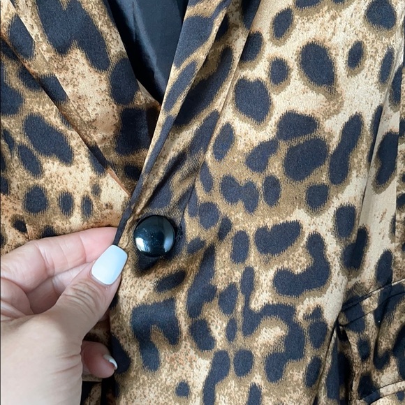 Brown Black Leopard Print Blazer Sz 10 - Picture 4 of 5
